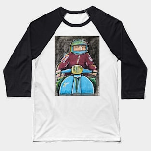 Retro Scooter, Classic Scooter, Scooterist, Scootering, Scooter Rider, Mod Art Baseball T-Shirt